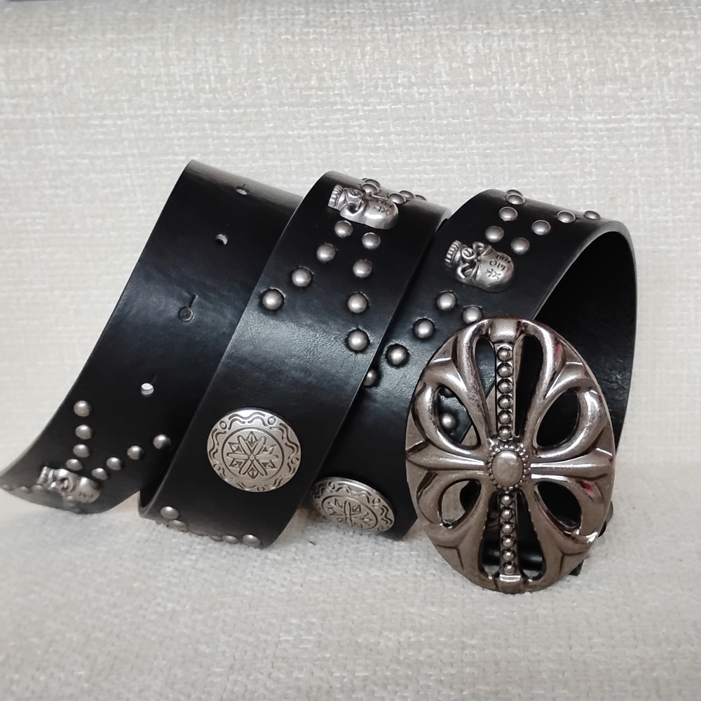 Black Studded Leather Belt